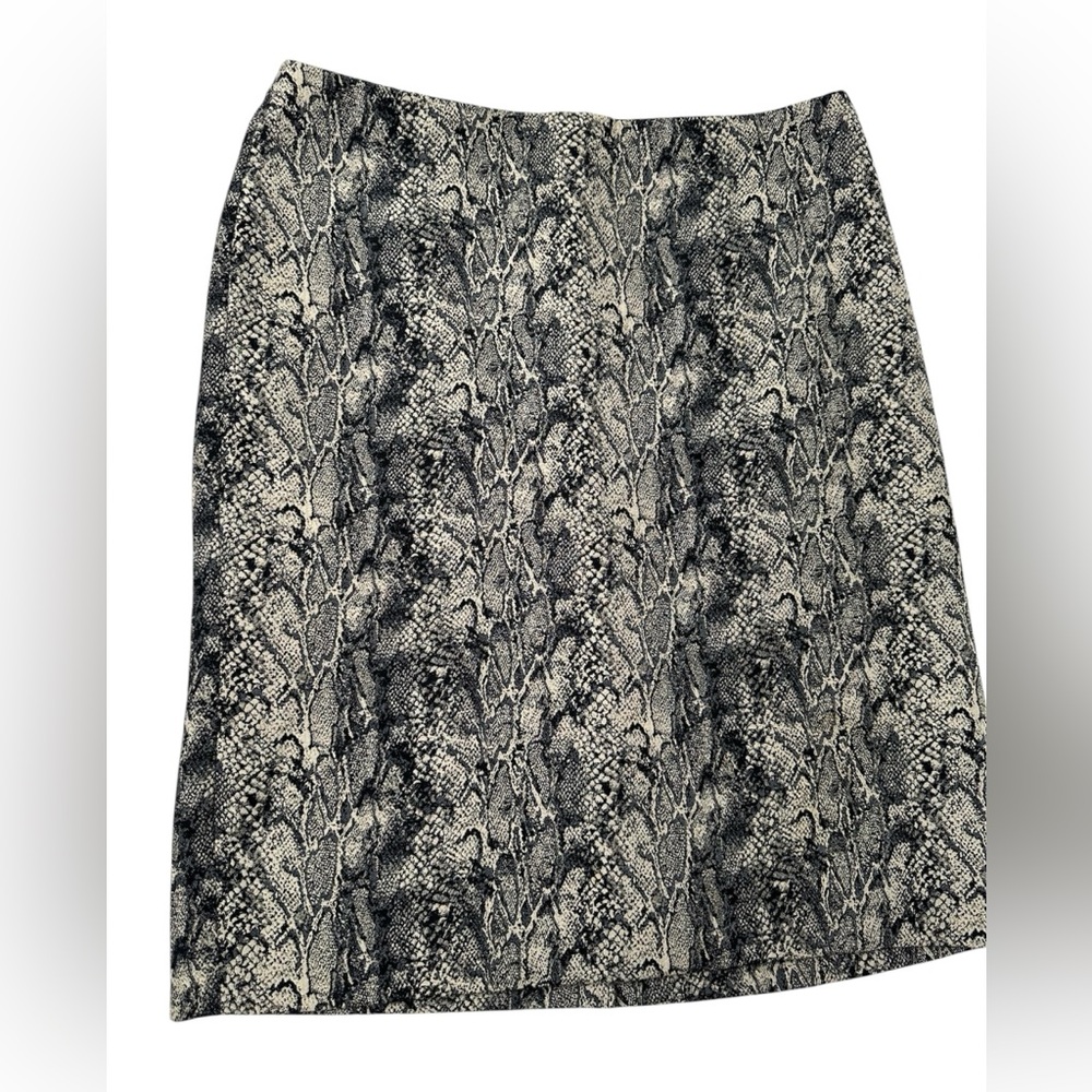Talbots Black and Gray Snake Print A-Line Skirt